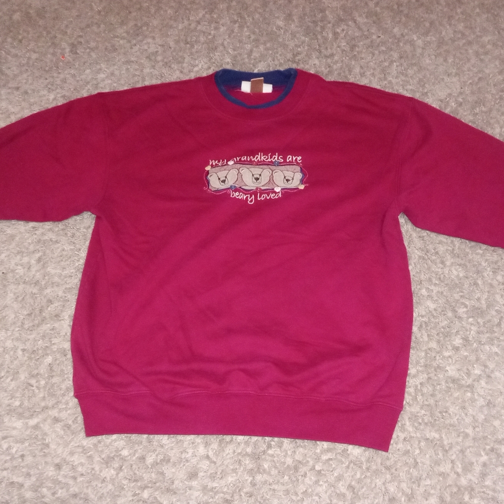 M & C Sportswear Women's Sweater‎ Sweatshirt Size Large Color Red Blue Christmas